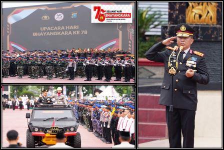 Puncak Peringatan Hari Bhayangkara Ke-78, Senin 1 Juli 2024 di Lapangan KS Tubun Mapolda Sumut.