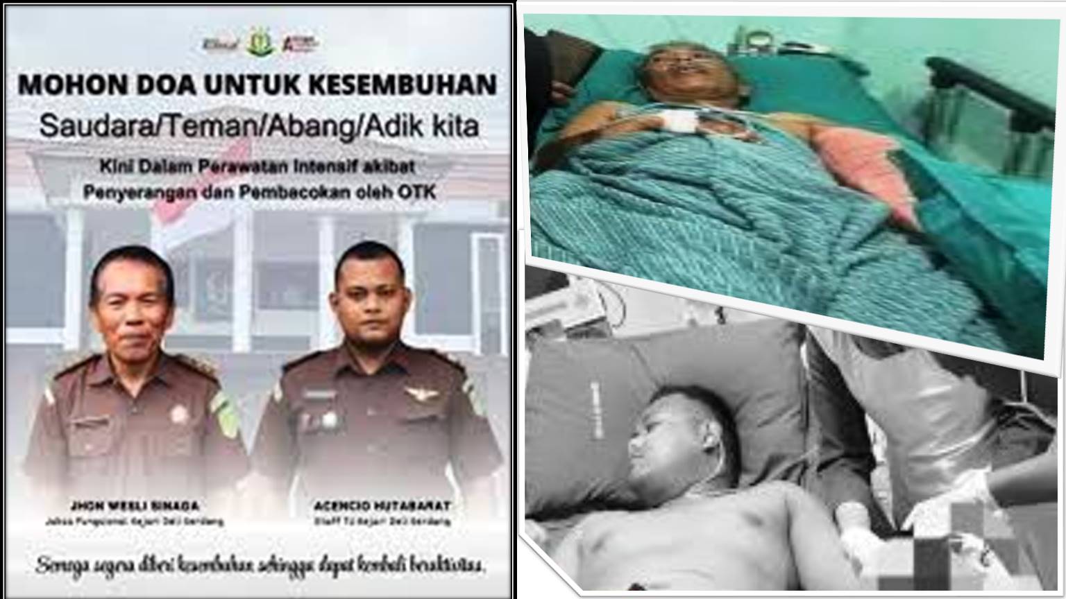 Jaksa Fungsional dan Staf Pidum Kejari Deli Serdang Di bacok OTK di lahan kebun sawit