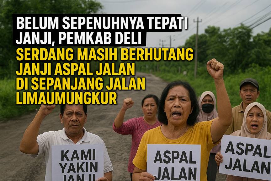 Belum Sepenuhnya Tepati Janji, Pemkab Deli Serdang Masih Berhutang Janji Aspal Jalan di Sepanjang Jalan Limaumungkur