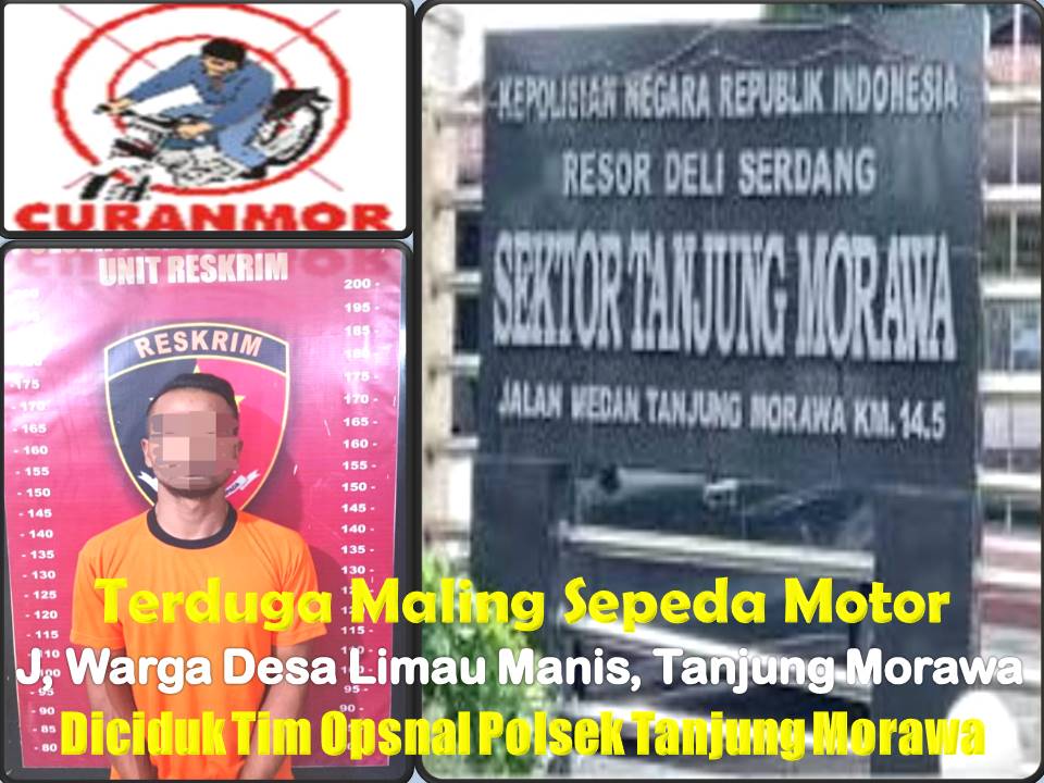 Diduga Maling Sepeda Motor, J Warga Desa Limau Manis, Tanjung Morawa Diciduk Tim Opsnal Polsek Tanjung Morawa