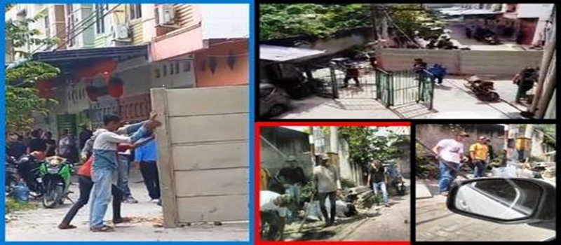 Penembokan dan pengrusakan pagar di Katamso Square