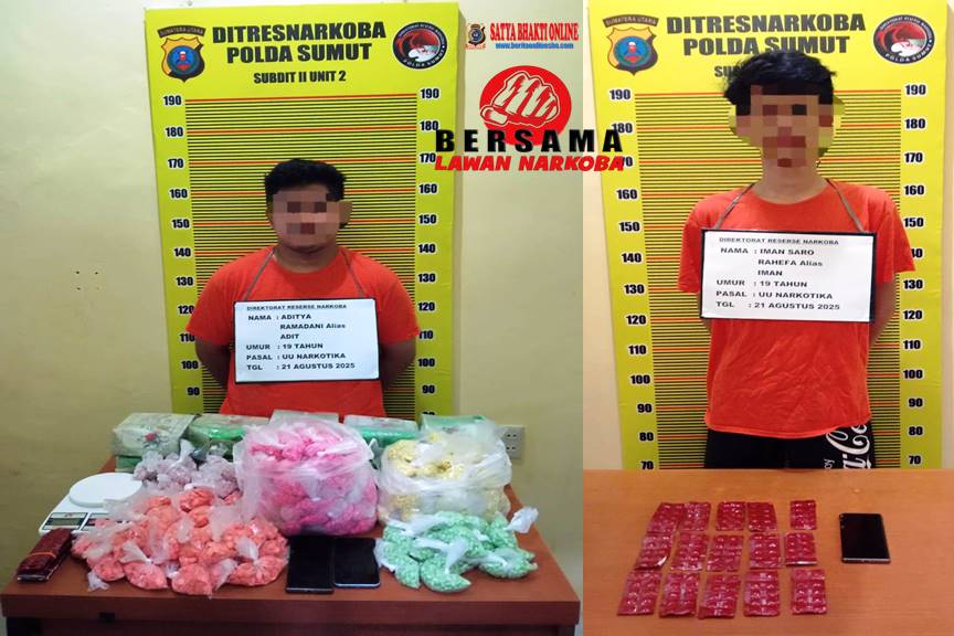 Ungkap Jaringan Peredaran Narkotika Antarprovinsi, Polda Sumut Ciduk 2 Terduga Pelaku Dan Sita BB 10 Kg Sabu, 24.000 Butir Ekstasi, dan 150 Butir H5