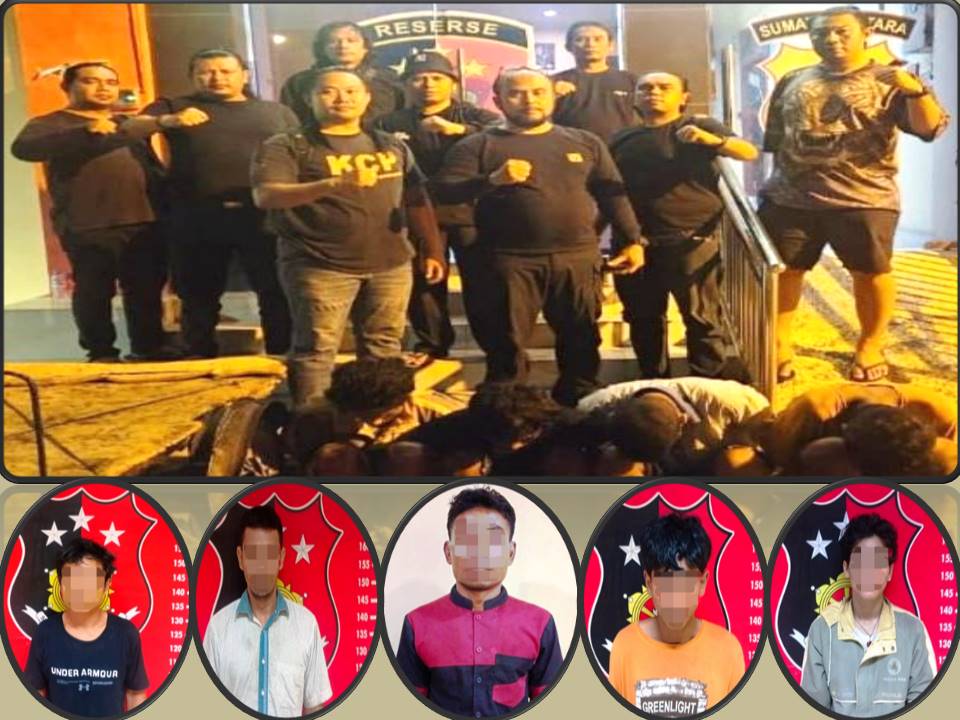 Terima Laporan, Tim Opsnal Sat Reskrim Polresta Deli Serdang Ciduk 5 Terduga Pelaku Begal