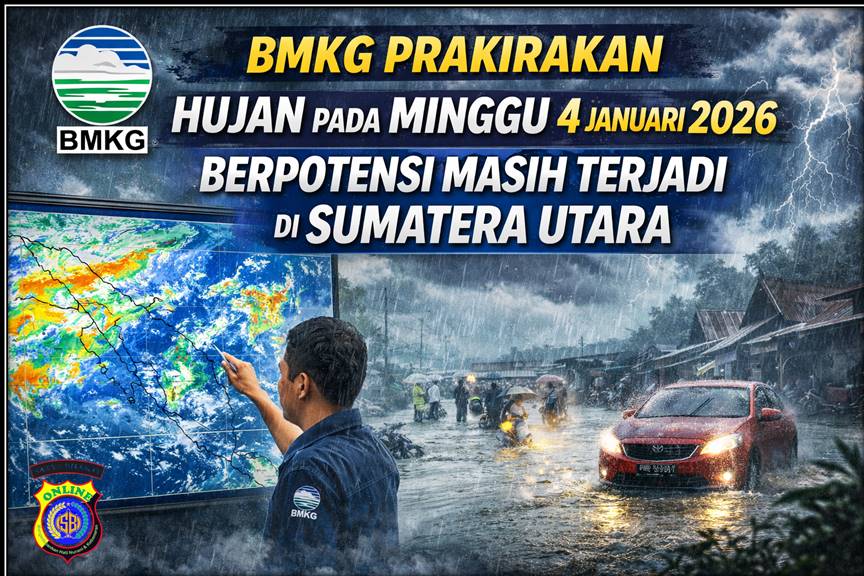 BMKG Prakirakan, Hujan Pada Minggu 4 Januari 2026 Berpotensi Masih Terjadi di Sumatera Utara BMKG Prakirakan, Hujan Pada Minggu 4 Januari 2026 Berpotensi Masih Terjadi di Sumatera Utara