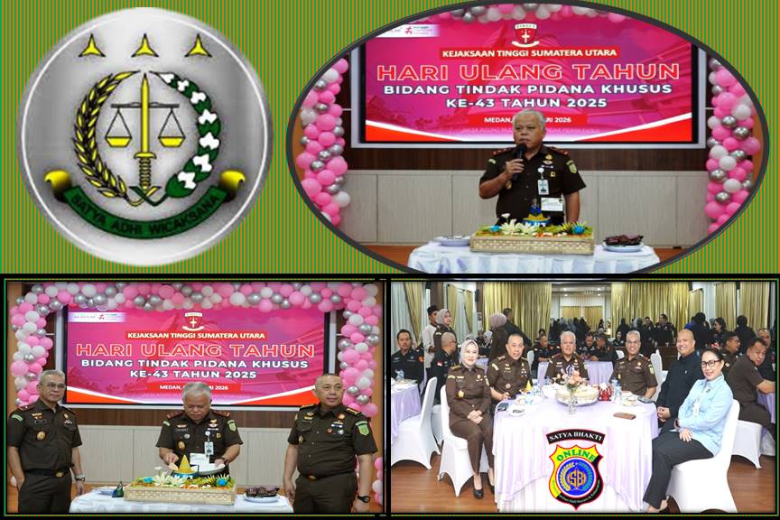 Melalui Daring, Kejati Sumut Peringati HUT Ke-43 Bidang Pidana Khusus Kejaksaan RI Melalui Daring, Kejati Sumut Peringati HUT Ke-43 Bidang Pidana Khusus Kejaksaan RI