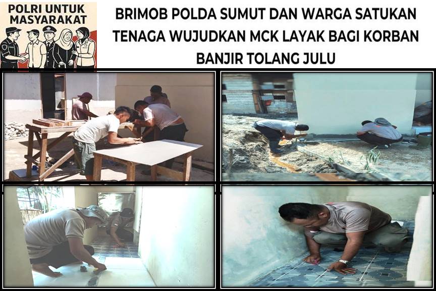 Polri Untuk Masyarakat Brimob Polda Sumut Satukan Tenaga Bersama Warga Bangun MCK di Tolang Julu, Tapsel