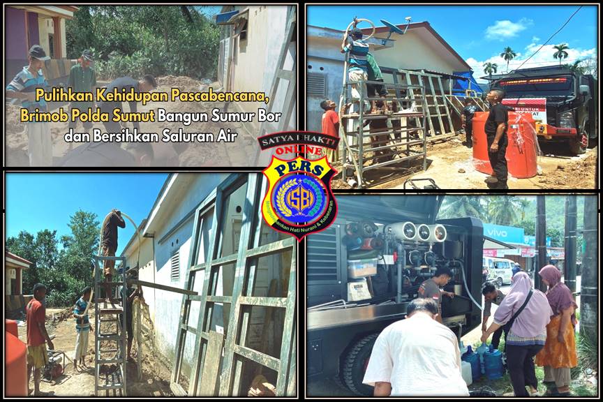 Tanggulangi Krisis Air Pascabencana di Tapteng, Brimob Bangun Sumur Bor dan Salurkan Air Bersih untuk Warga