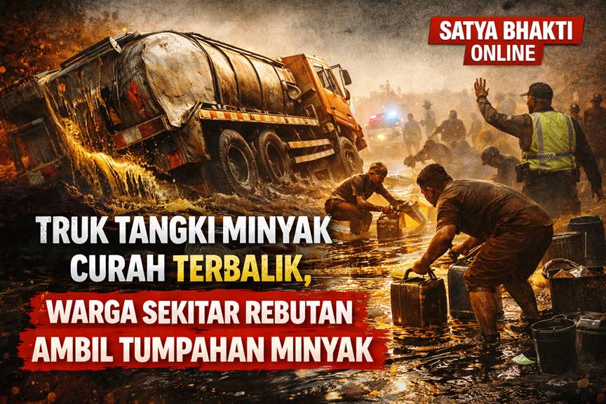 Truk Tangki Minyak Terbalik, Warga Sekitar Rebutan Ambil Tumpahan Minyak Truk Tangki Minyak Terbalik, Warga Sekitar Rebutan Ambil Tumpahan Minyak